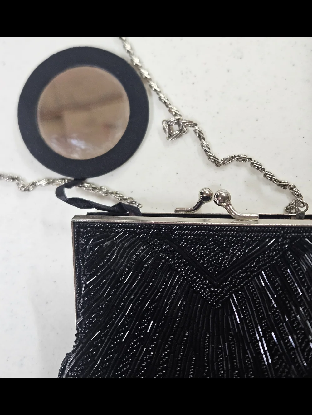 Source Unknown Black Beaded Shell Brautiful Evening Clutch
